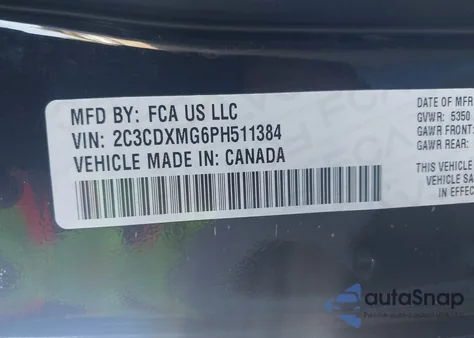 2023 Dodge Charger Gt Awd z USA, uszkodzony, nr VIN 2C3CDXMG6PH511384